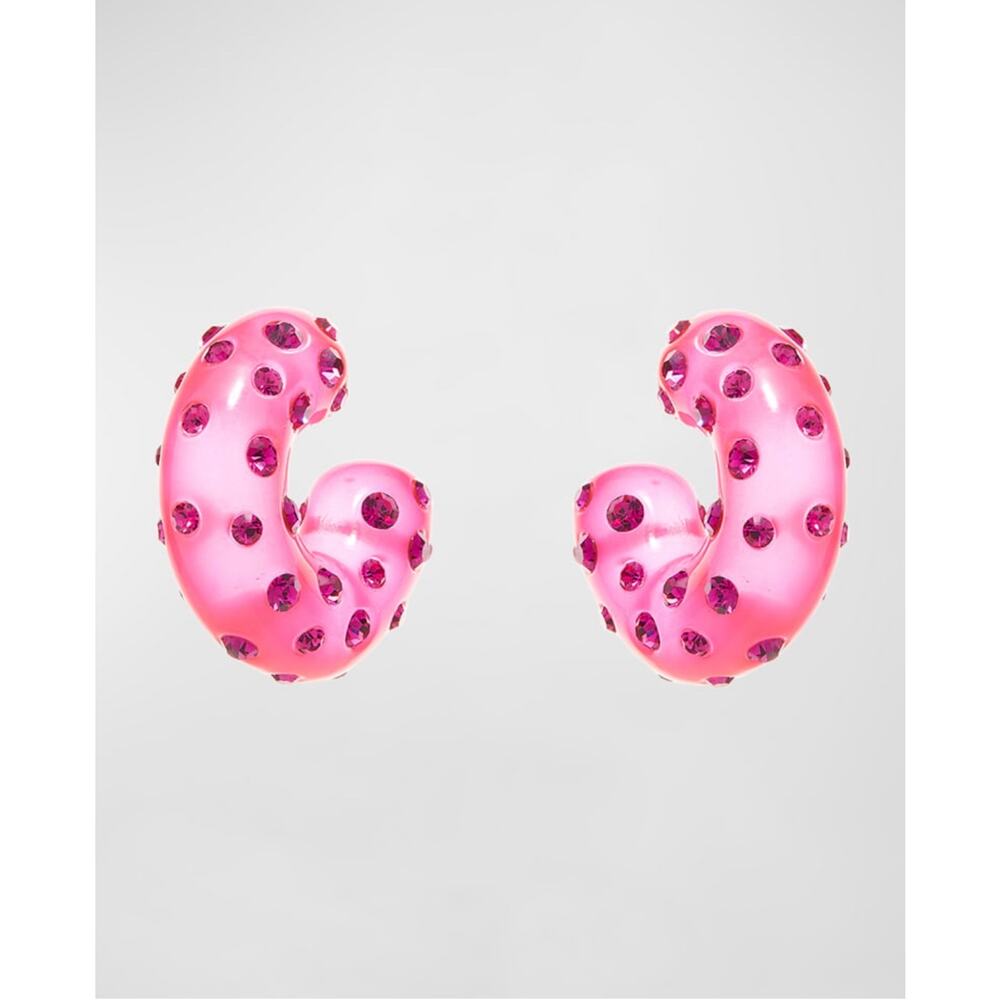Oscar de la Renta Neon Pink Baby Crystal Puff Earrings